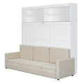 Queen Murphy Bed with Sofa 2 in 1 Design, Storage Solutions & Dual Piston Mechanism