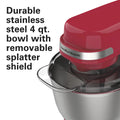Hamilton Beach 4 Quart Stand Mixer for Kitchen, 7 Speeds, Tilt Head, Dough Hook, Whisk & Flat Beater, White
