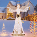 Tangkula 5 FT Lighted Christmas Angel, Outdoor Pre lit 3D Glittered Angel with 100 Warm White Lights