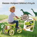 Xuanlur Kids Ride on Dinosaur Tricycle, Toddlers Kid Trike with Wide Flash Wheels, Anti Slip Pedals, Rear Basket, Music & LED Lights, Toddler Bike
